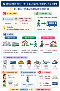 NGỮ PHÁP BÀI 5 GIÁO TRÌNH MINNA NO NIHONGO - ĐI / ĐẾN / VỀ BẰNG PHƯƠNG TIỆN GÌ bai5 phuongtien2